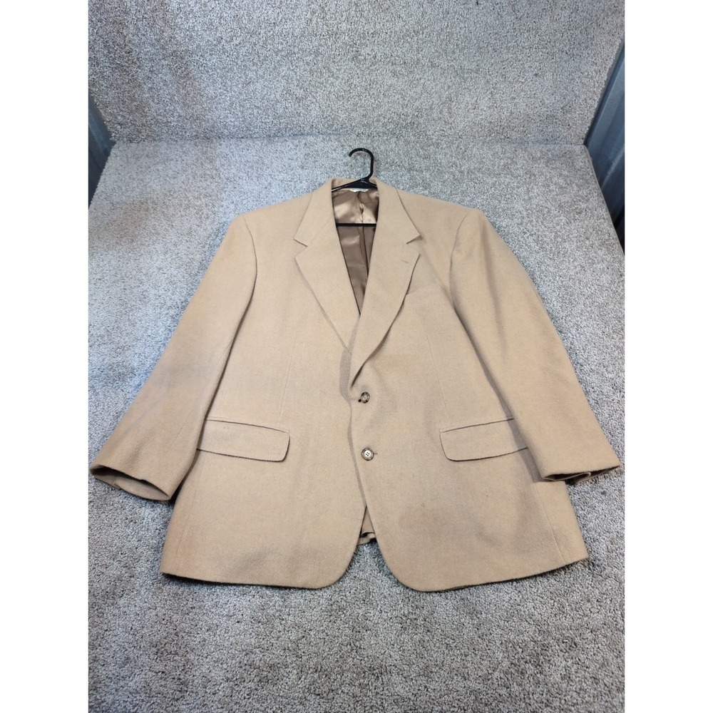 Bill Blass Mens 100% Camel Hair Blazer Tan Brown Single Breasted Sport Coat 42L